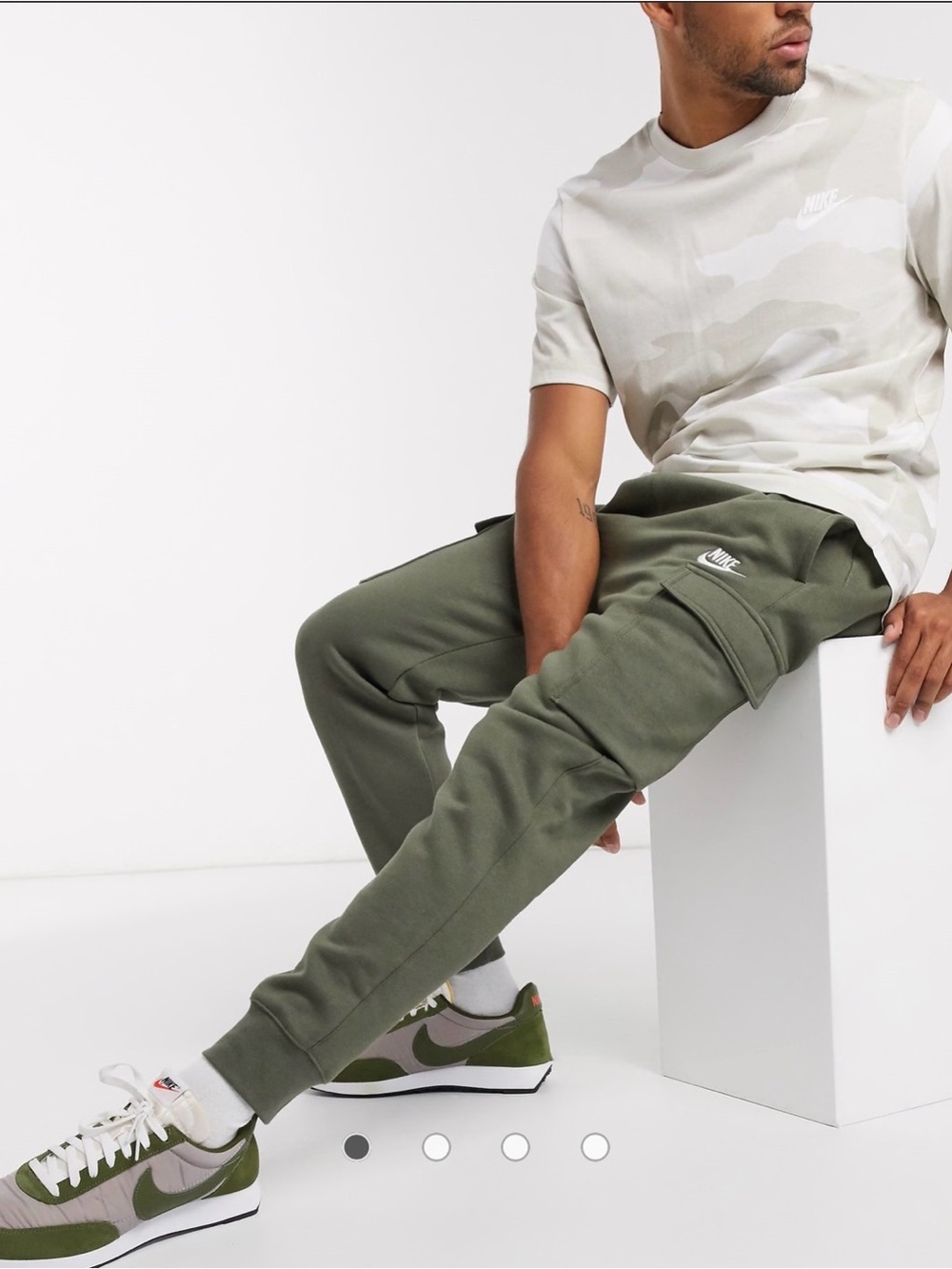 Nike Olive Cargo Sweatpants with White Logo